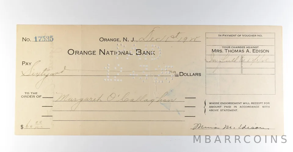 1925 Orange National Bank Check $60 *8369