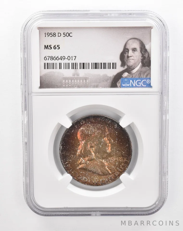 1958-D Franklin Half Dollar MS65 NGC Beautiful Tone *2870