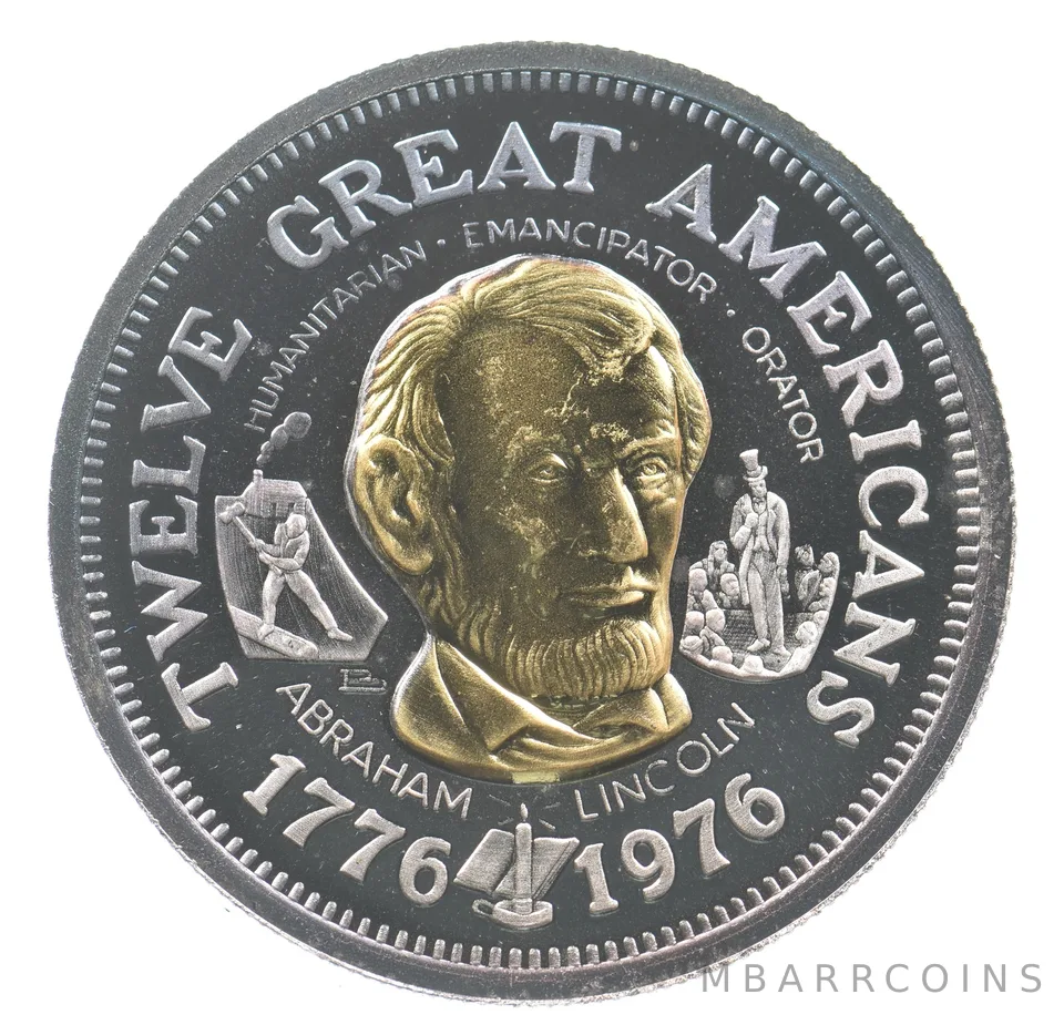 1976 Twelve Great Americans Gold/Silver Round Abraham Lincoln *9456
