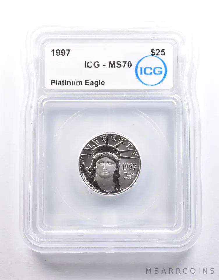 1997 $25 American Platinum Eagle 1/4 Oz Platinum MS70 ICG