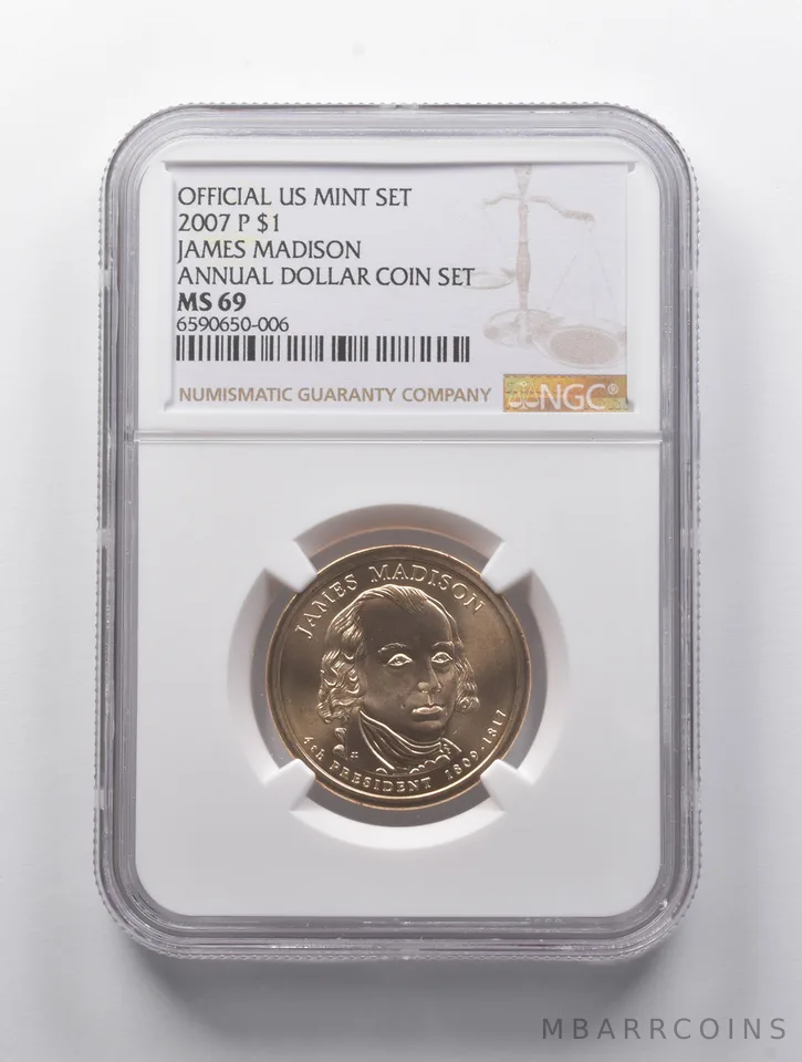 2007-P Presidential $1 James Madison Annual Dollar Coin Set MS69 NGC