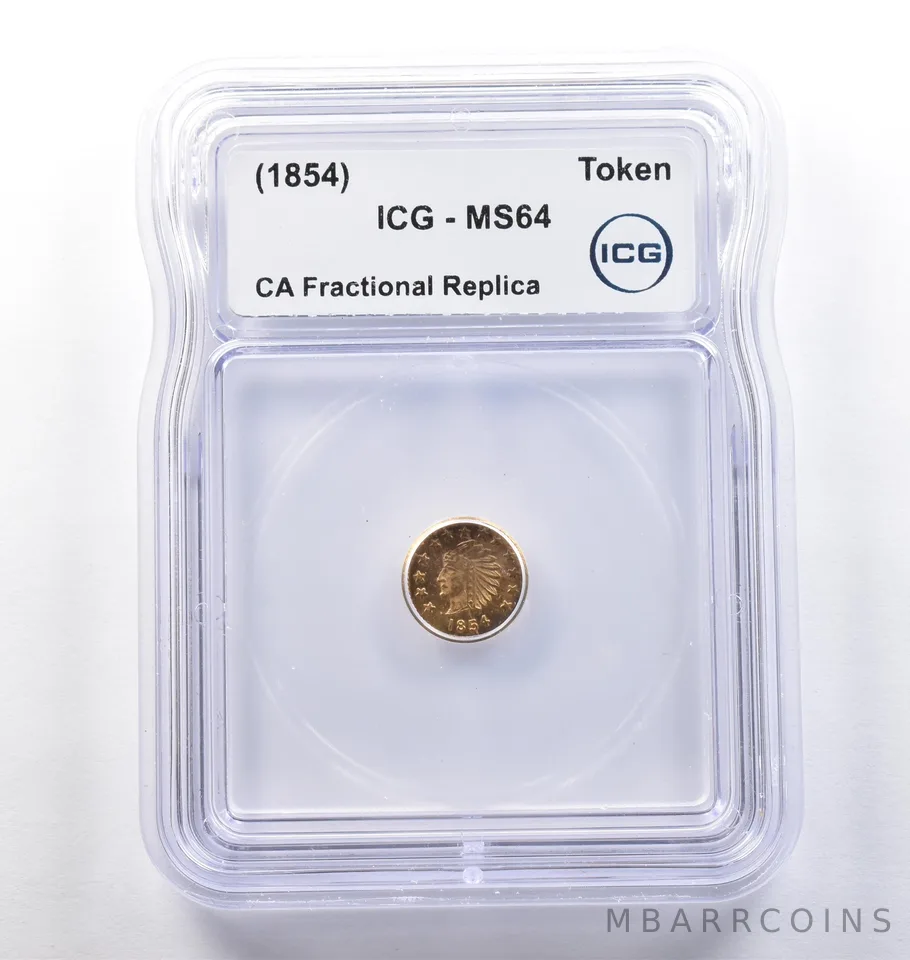 (1854) CA Fractional Gold Style Token Indian Head 1/2 Dollar MS64 ICG *3799