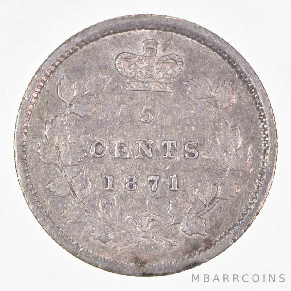 Better Date - 1871 Canada 5 Cents World Coin- Silver *275