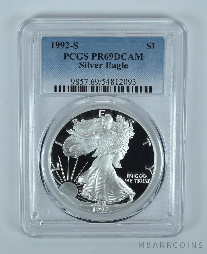 1992-S American Silver Eagle PR69 DCAM PCGS Blue Label