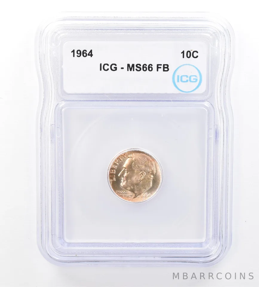 1964 Roosevelt Dime MS66 FB ICG Beautiful Tone *1604