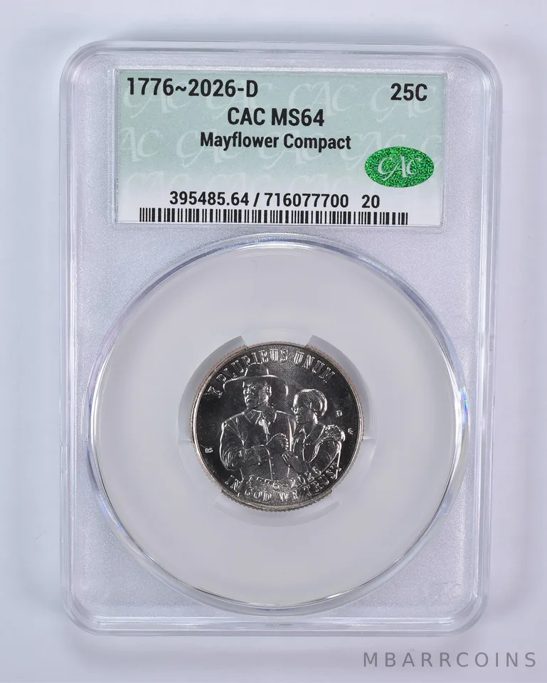 2026-D Mayflower Compact Quarter MS64 CAC CACg