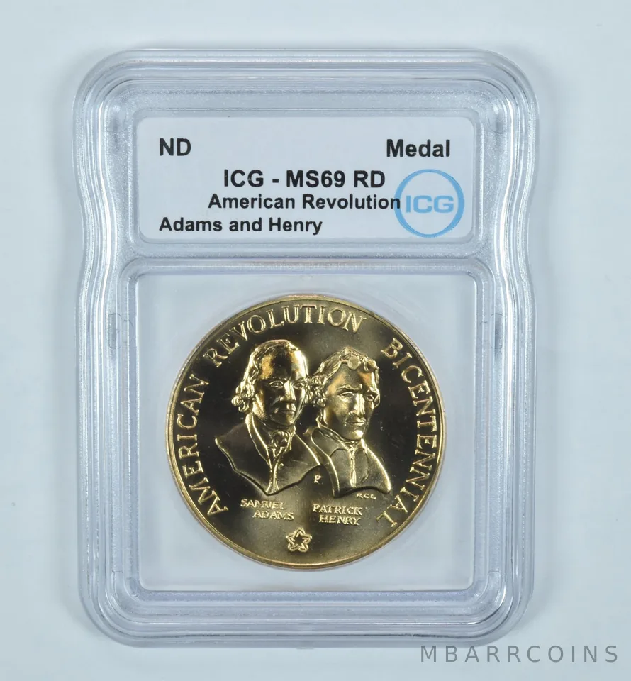 (ND) American Revolution Medal Adams And Henry MS69 RD ICG