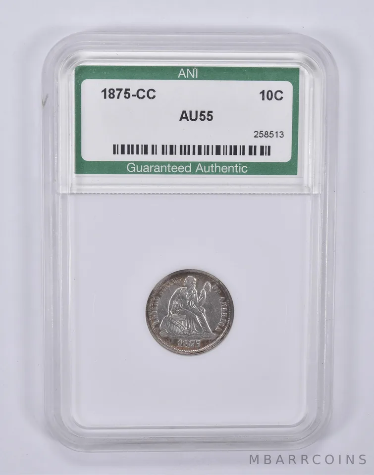 1875-CC Seated Liberty Dime *9242