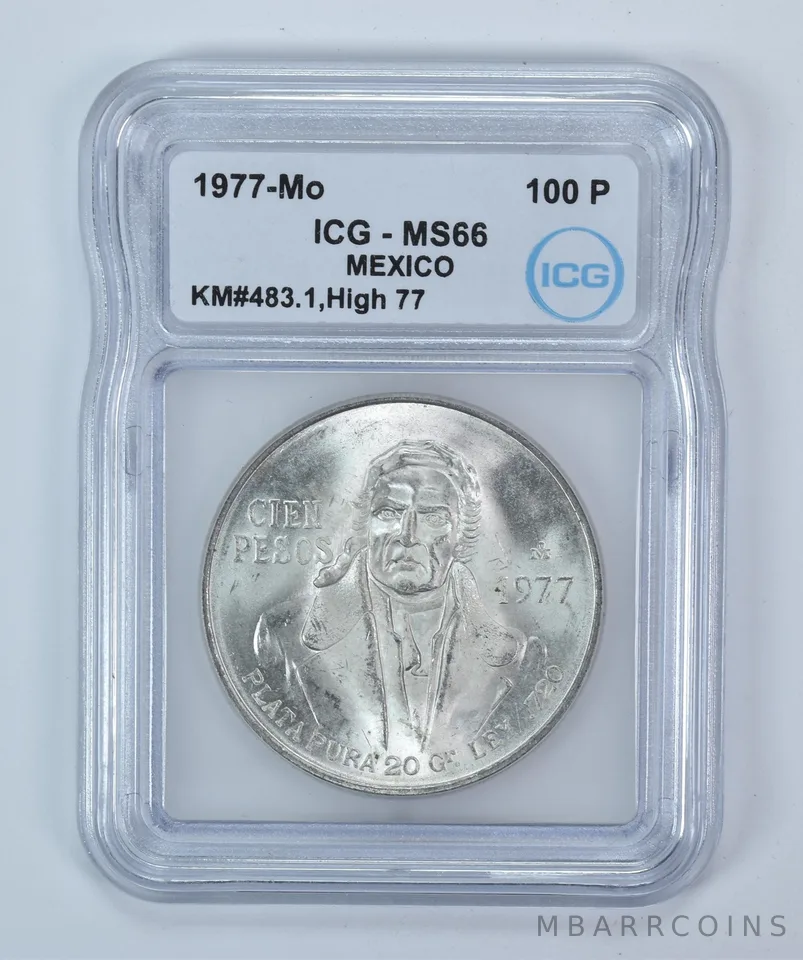 1977 Mo Mexico 100 Pesos KM#483.1 High 77 MS66 ICG