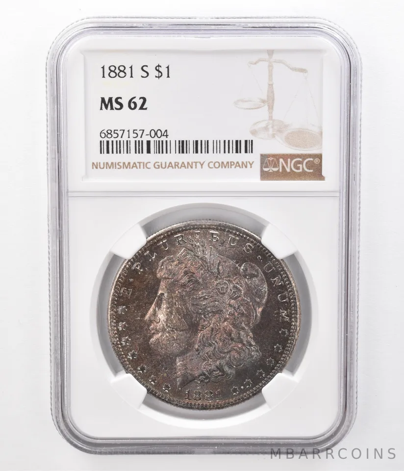 1881-S Morgan Silver Dollar MS62 NGC Beautifully Toned a7978