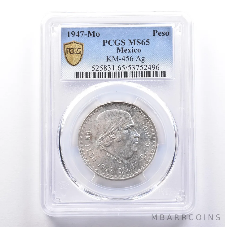 1947 Mo Mexico Peso Silver KM-456 MS65 PCGS *9057