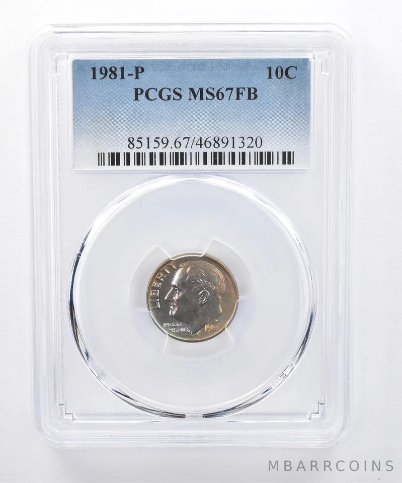 1981-P Roosevelt Dime MS67 FB PCGS Beautiful Tone *8329