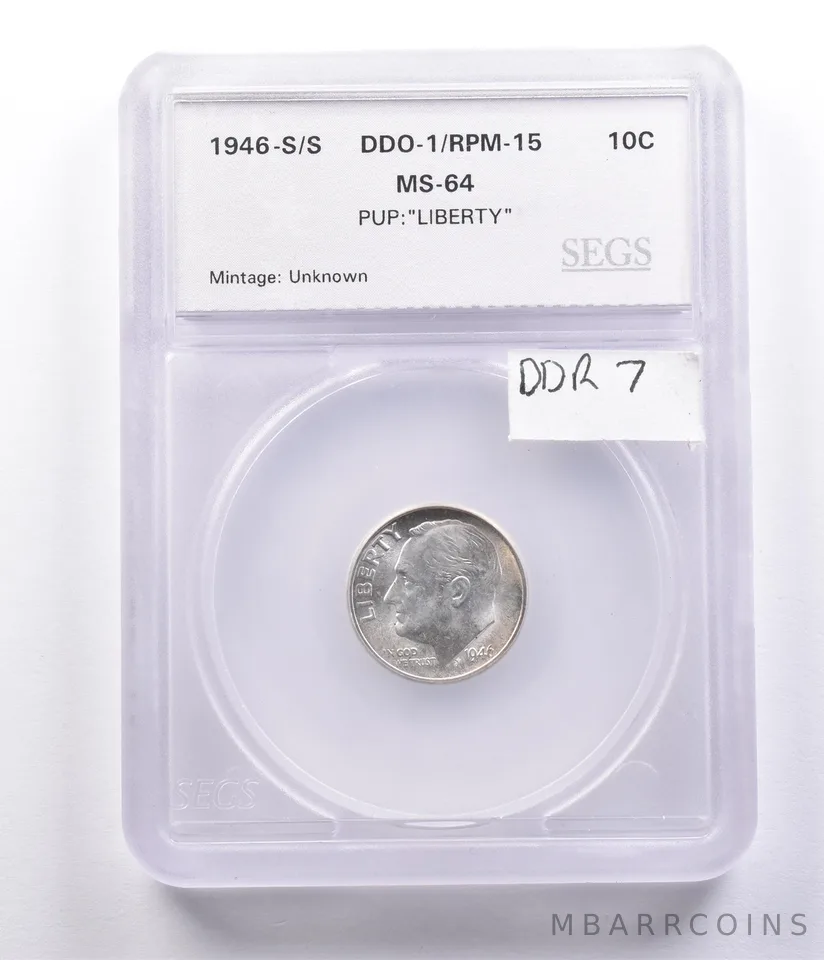 1946-S/S Roosevelt Dime DDO-1/RPM-15 DDR 7 a8190