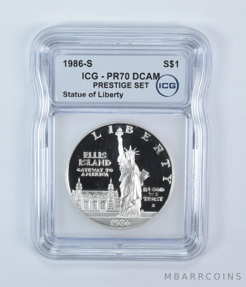 1986-S Statue Of Liberty Commemorative Silver Dollar Prestige Set PR70 DCAM ICG