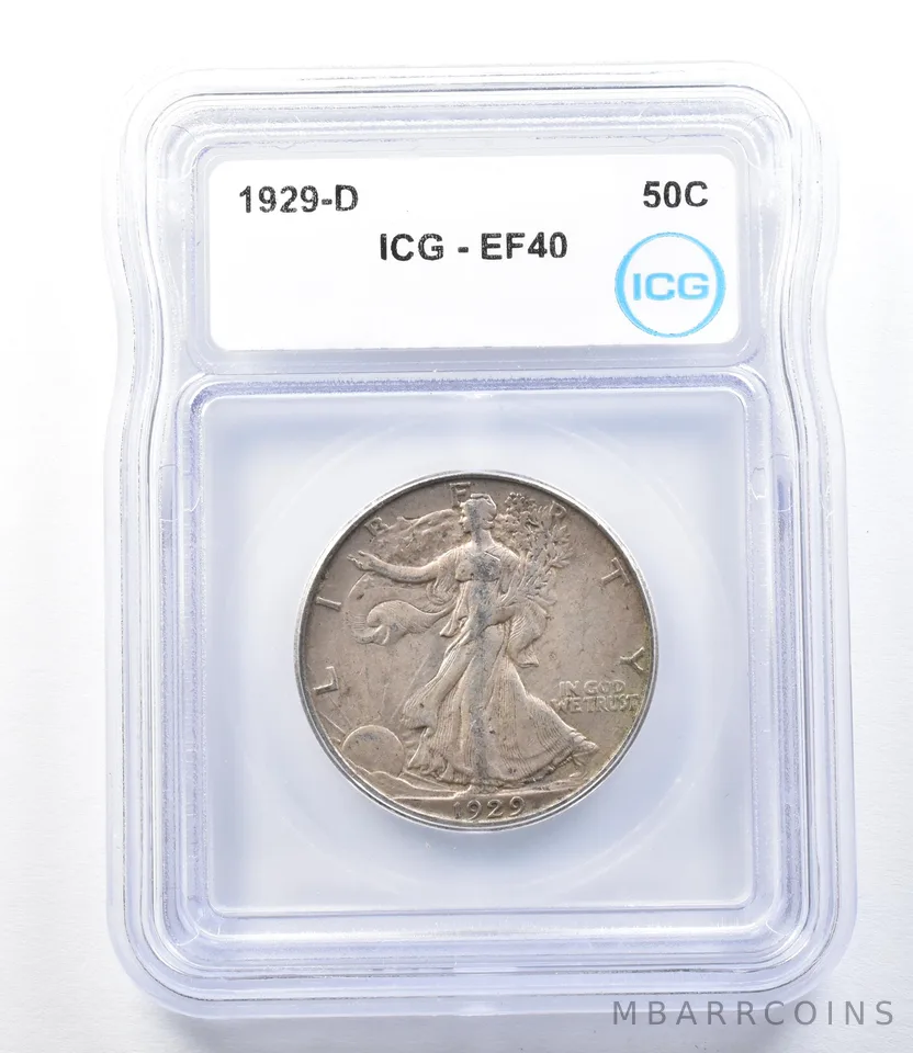 1929-D Walking Liberty Half Dollar EF40 ICG *8827
