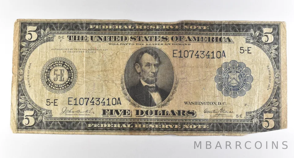1914 $5 Richmond VA FRN Large Note Blue Seal *3023