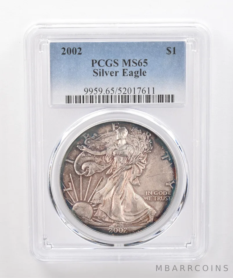 2002 American Silver Eagle MS65 PCGS Beautiful Tone *1973