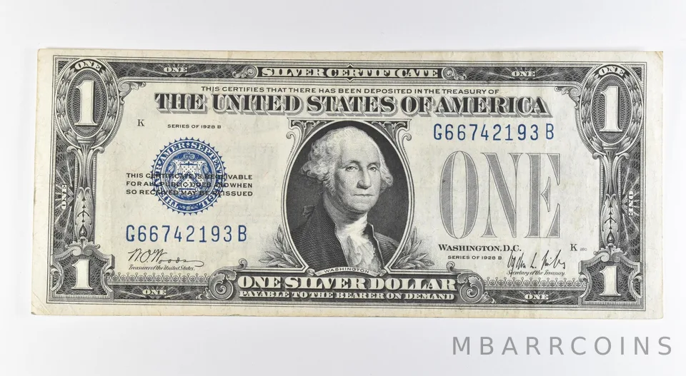 1928 B $1 Silver Certificate Blue Seal Fr#1602 *0403