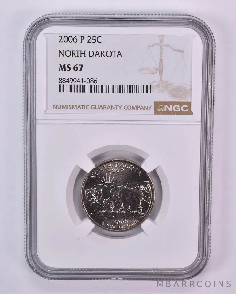 2006-P Washington State Quarter North Dakota MS67 NGC Brown Label