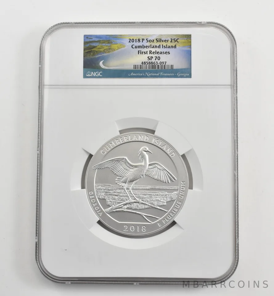 2018-P 5 Oz Silver Quarter ATB Cumberland Island FR SP70 NGC *1610