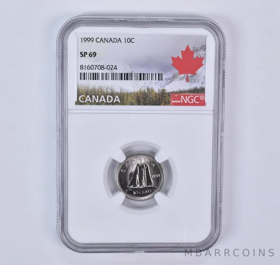 1999 Canada 10 Cent Bluenose SP69 NGC Canada Label