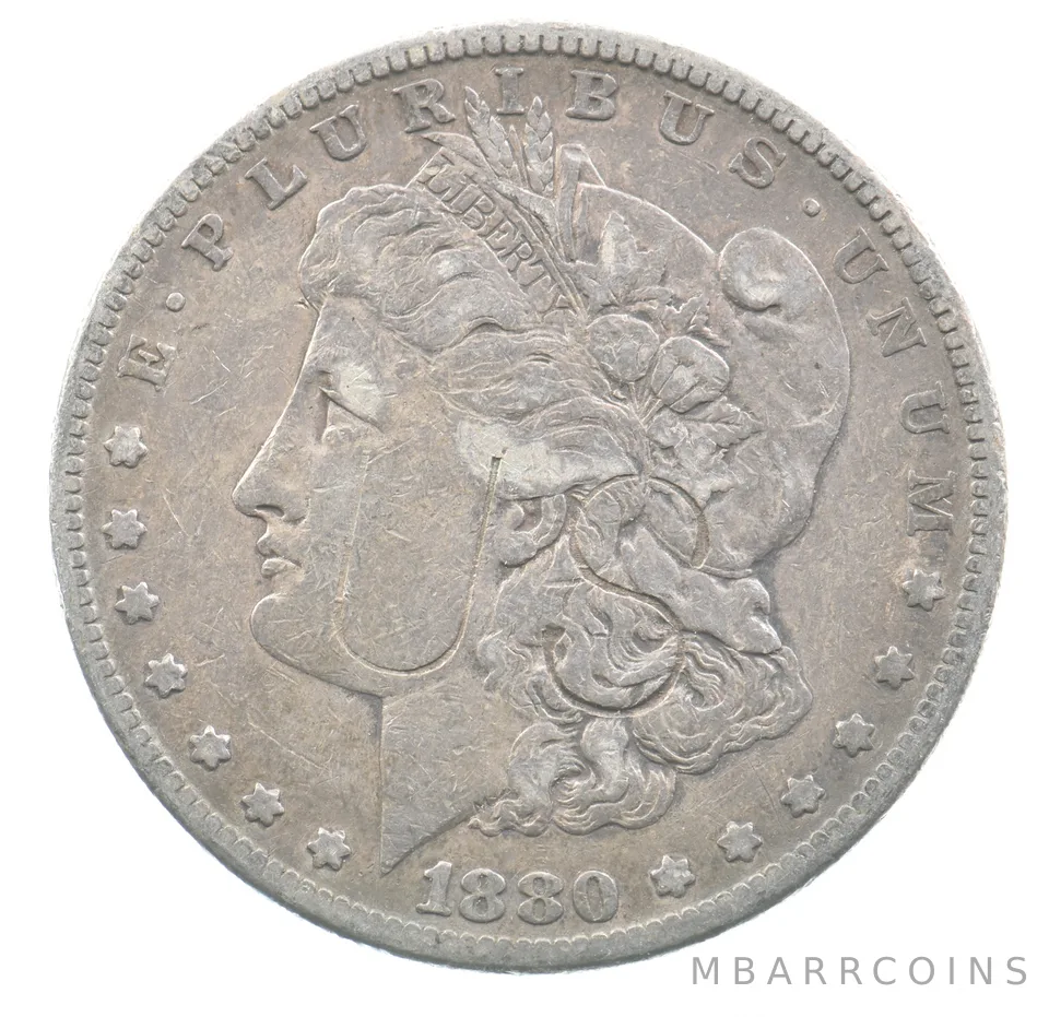 1880-S Morgan Silver Dollar "US" Counterstamped *0374