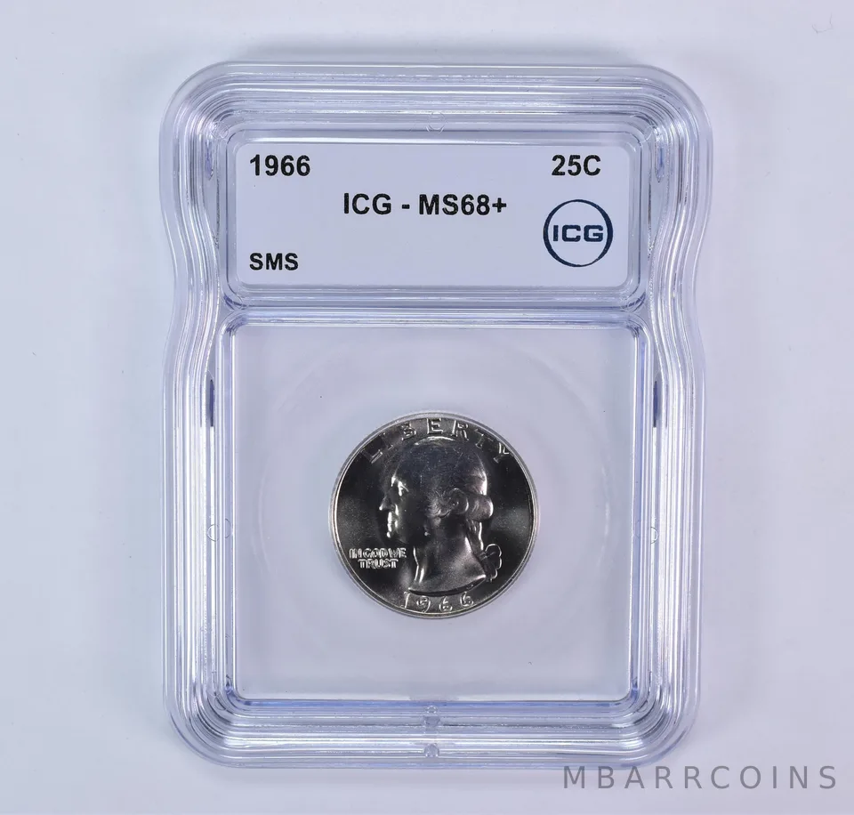 1966 Washington Quarter SMS MS68+ ICG