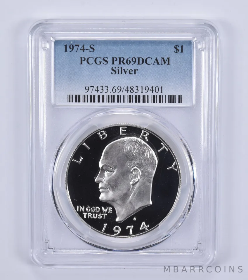 1974-S Eisenhower $1 Silver PR69 DCAM PCGS Blue Label