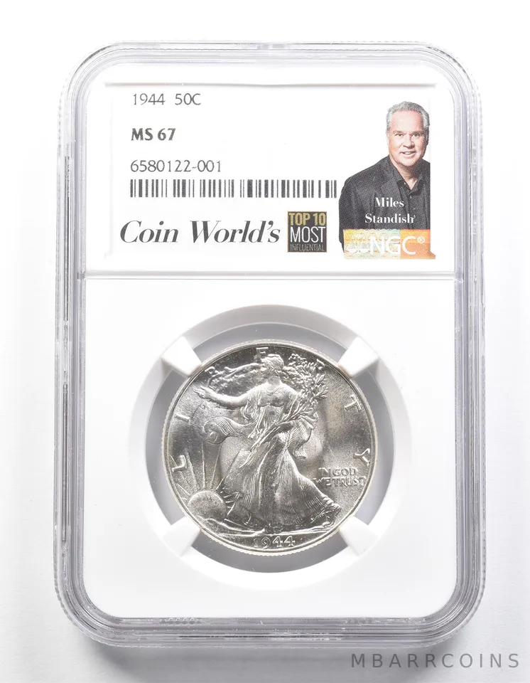 1944 Walking Liberty Half Dollar Miles Standish MS67 NGC *1341