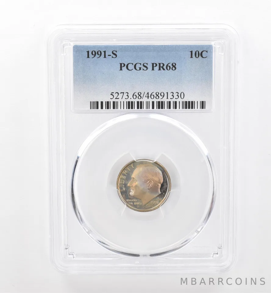 1991-S Roosevelt Dime PR68 PCGS Beautiful Tone *1893