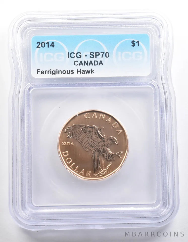 2014 Canada 1 Dollar Ferruginous Hawk SP70 ICG *4010