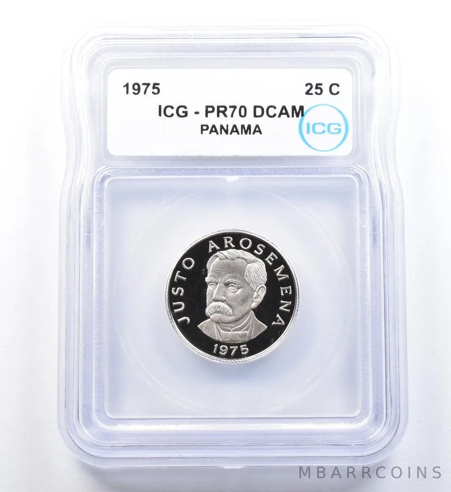 1975 Panama 25 Cents PR70 DCAM ICG a1152