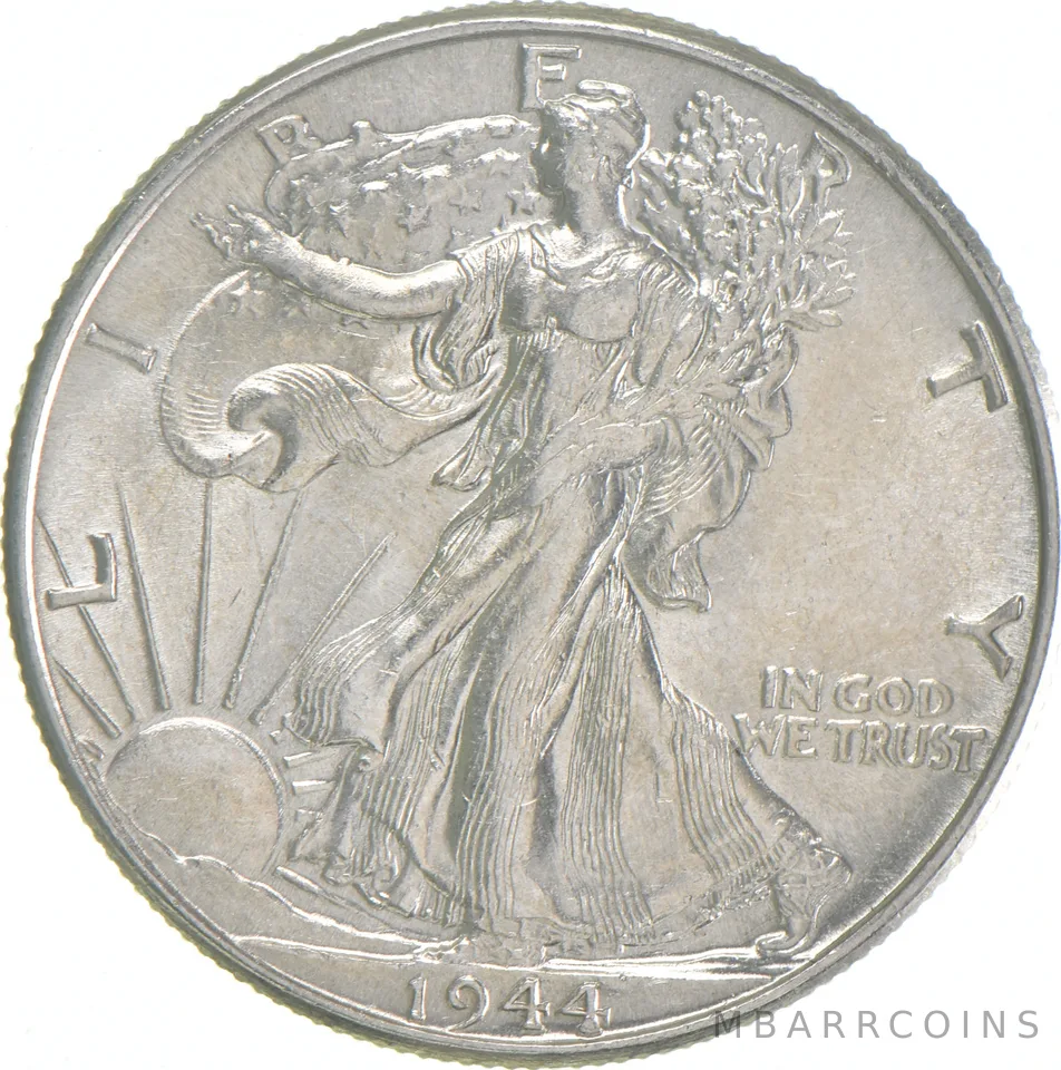 AU 1944 (P) Walking Liberty Half Dollar Almost Unc 90% Silver (1pc)