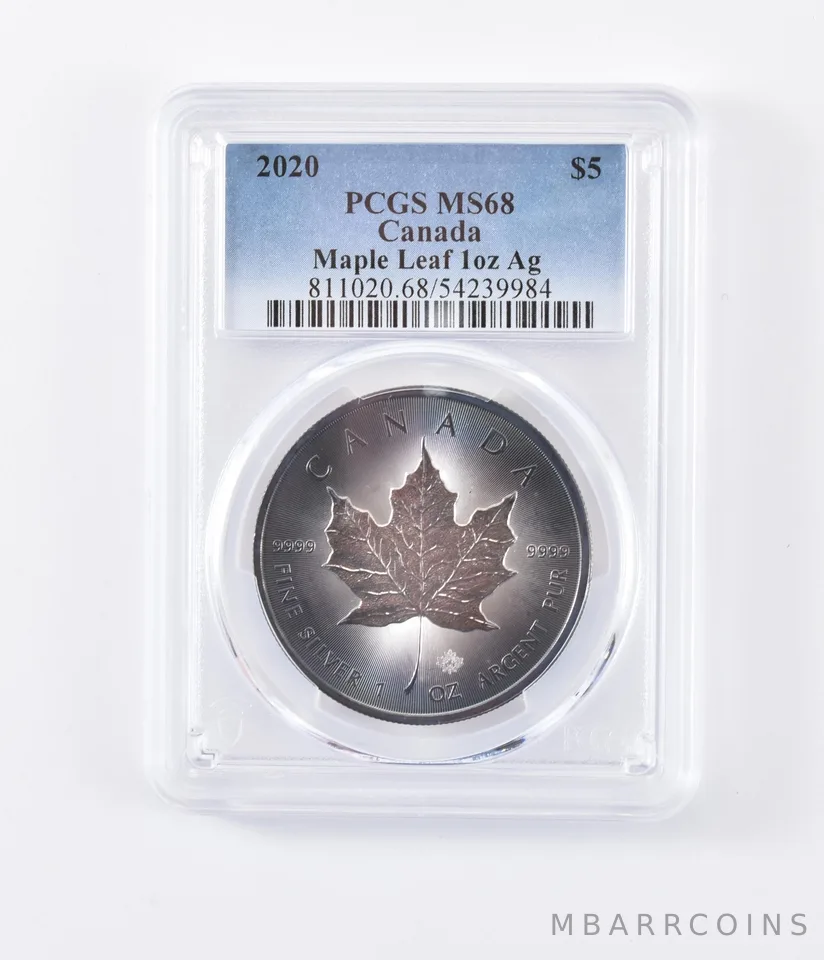 2020 Canada 5 Dollars Silver Maple Leaf MS68 PCGS Beautiful Tone a1225