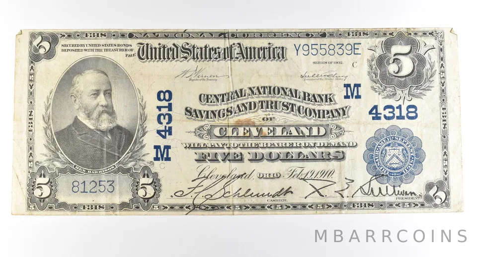 1902 $5 Cleveland OH National Currency Ch#4318 *2771