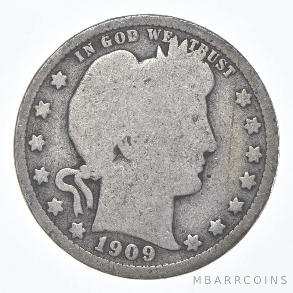 1909-O Barber Quarter Average Circ
