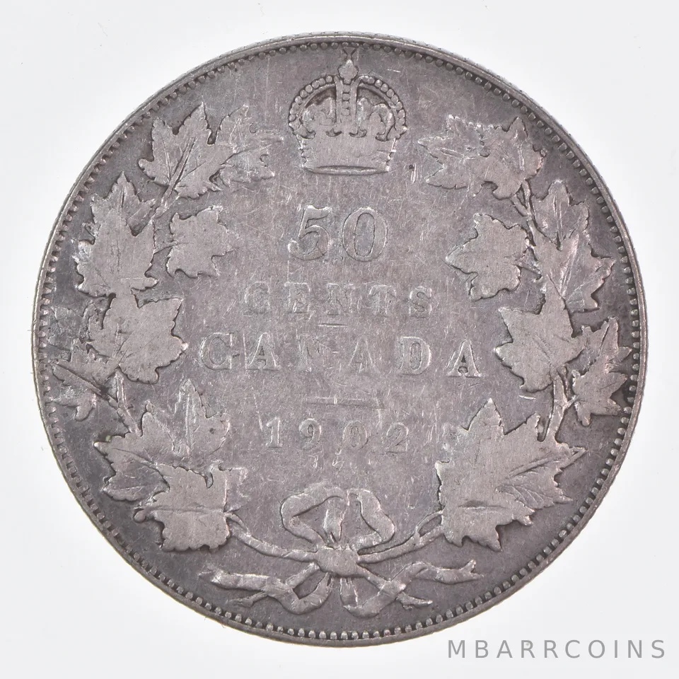 Better Date - 1902 Canada 50 Cents World Coin- Silver *426