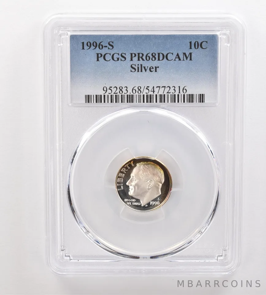 1996-S Roosevelt Dime Silver PR68 DCAM PCGS Beautiful Tone *3277