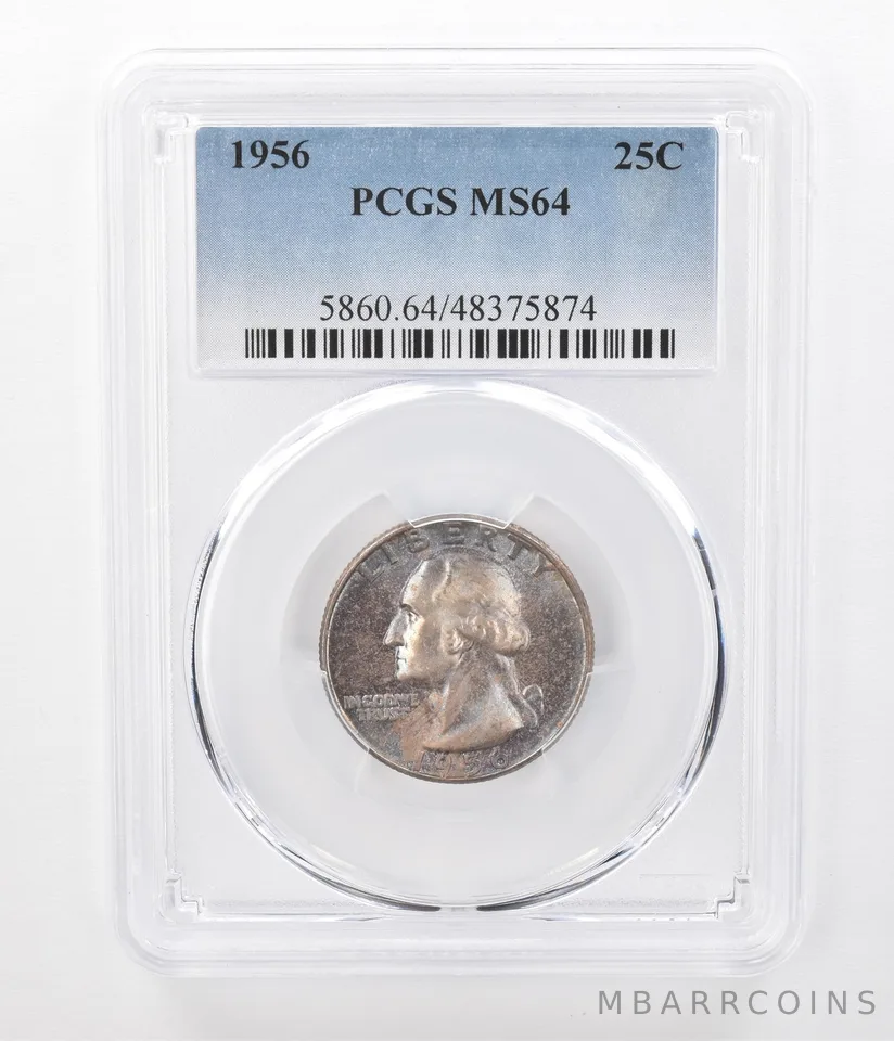 1956 Washington Quarter MS64 PCGS Beautiful Blue Tone *7282