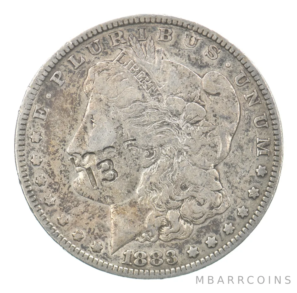 1883 Morgan Silver Dollar Beautiful Tone 13 Counterstamp *7589