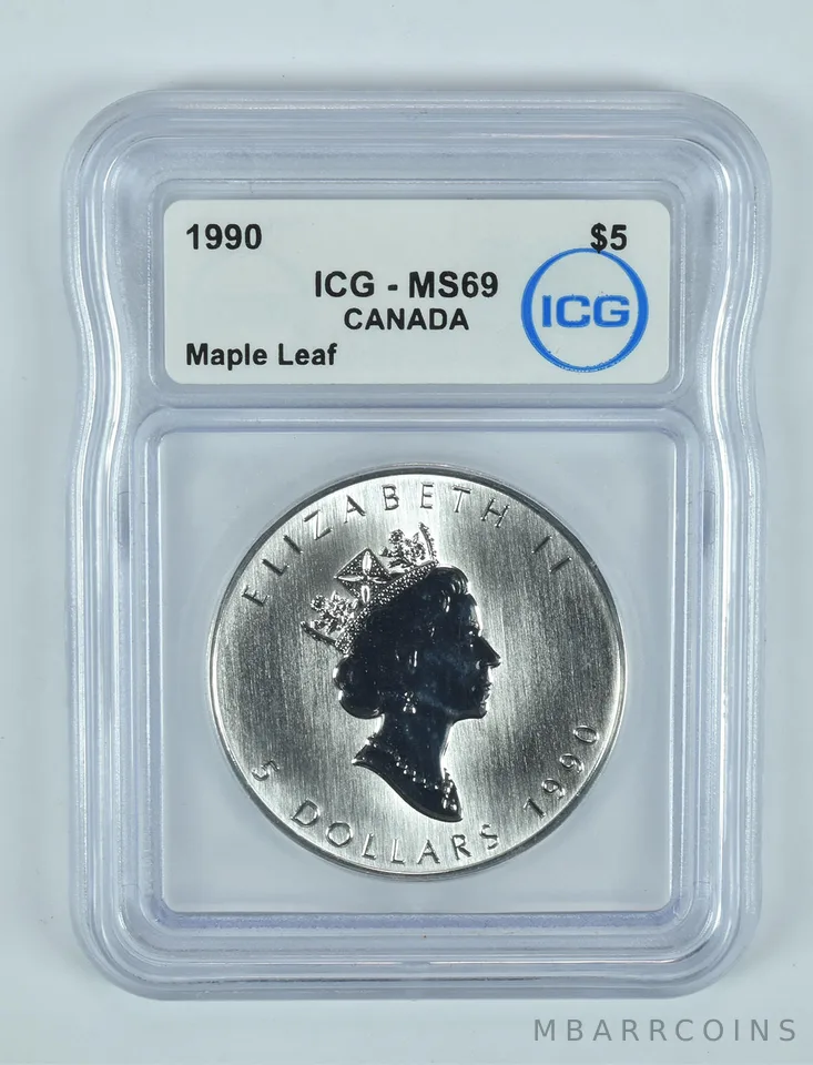 1990 Canada 5 Dollars Silver Maple Leaf MS69 ICG