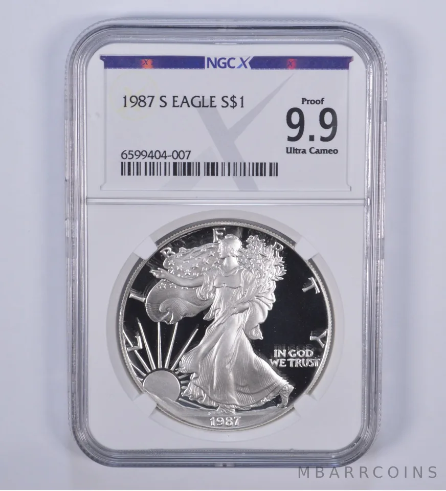 1987-S American Silver Eagle Proof 9.9 NGC X NGCX - Almost PERFECT