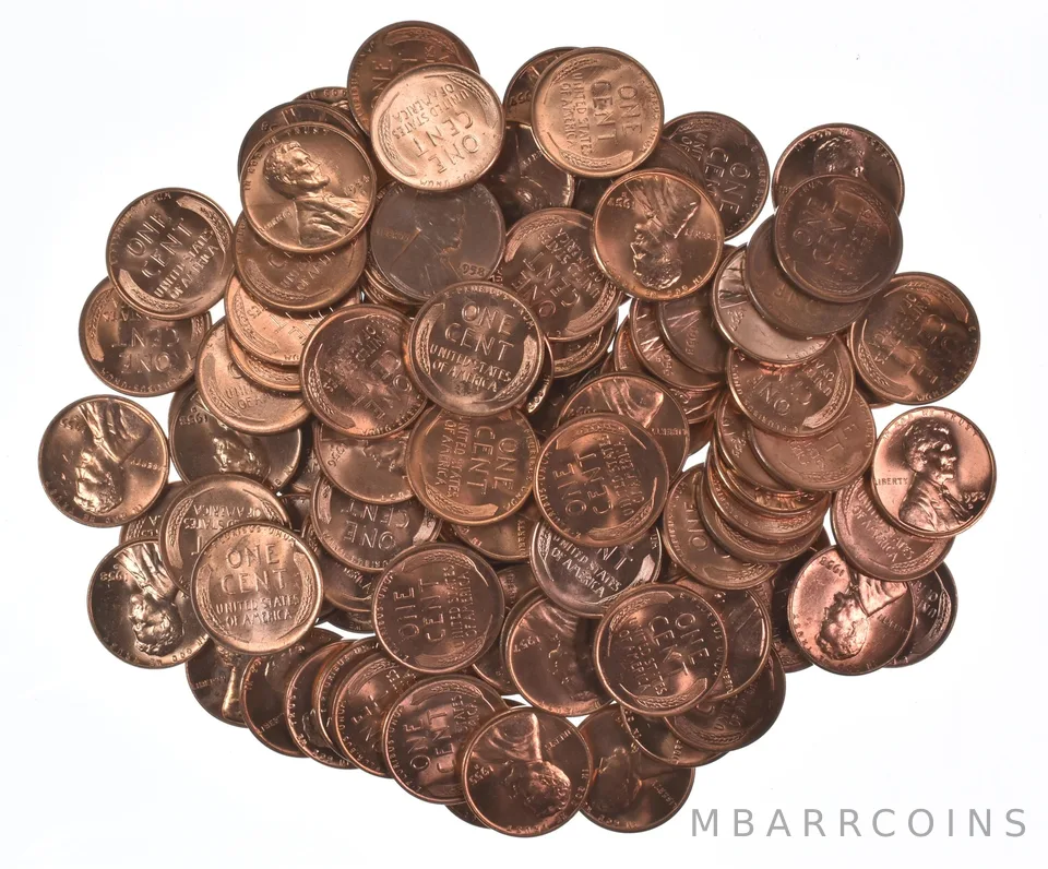 Lot Of (100) 1950-1958 Gem BU Red Lincoln Wheat Cent Lot Collection *558