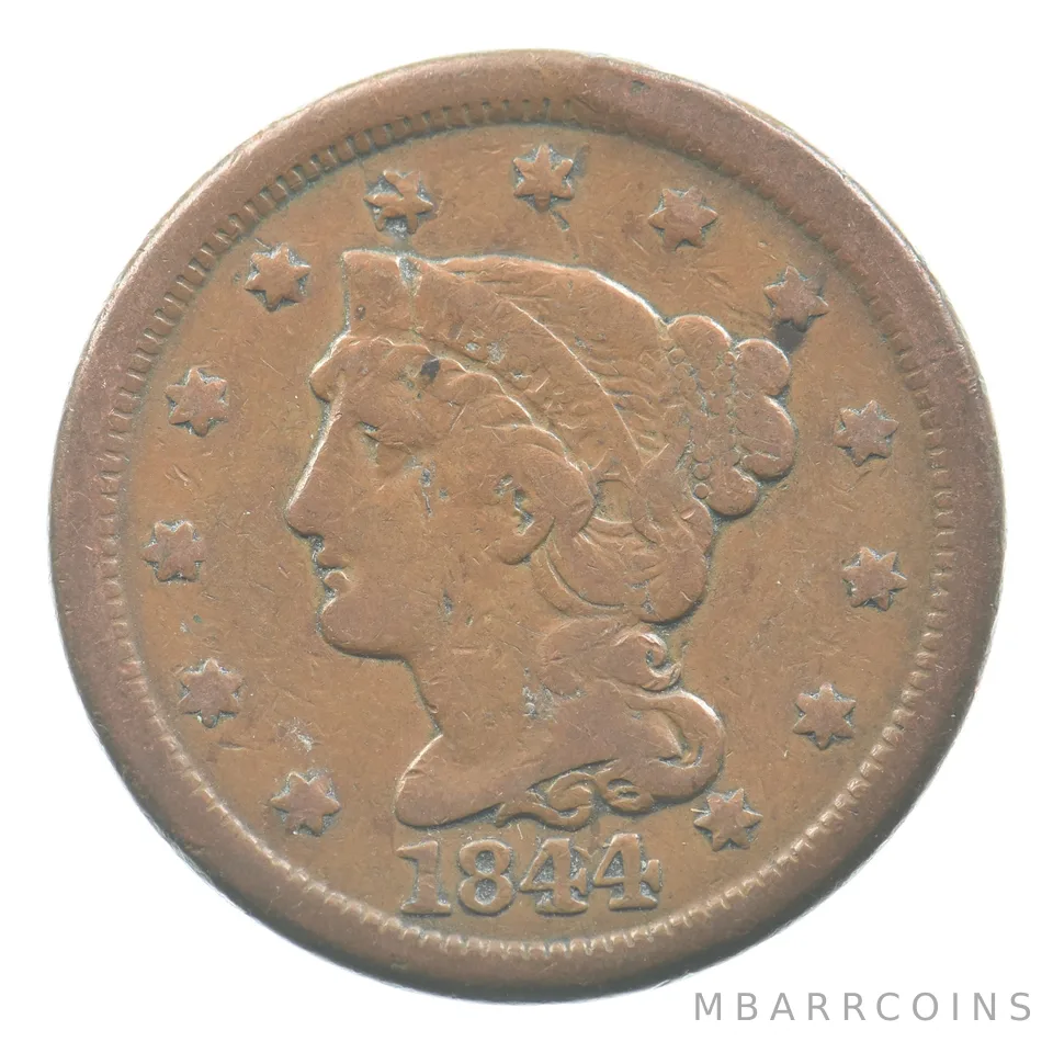 1844 Braided Hair Large Cent 1844/81 *3396