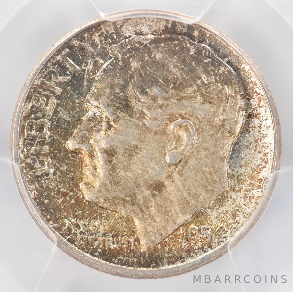 1954 Roosevelt Dime AU58 PCGS Beautiful Tone *0888