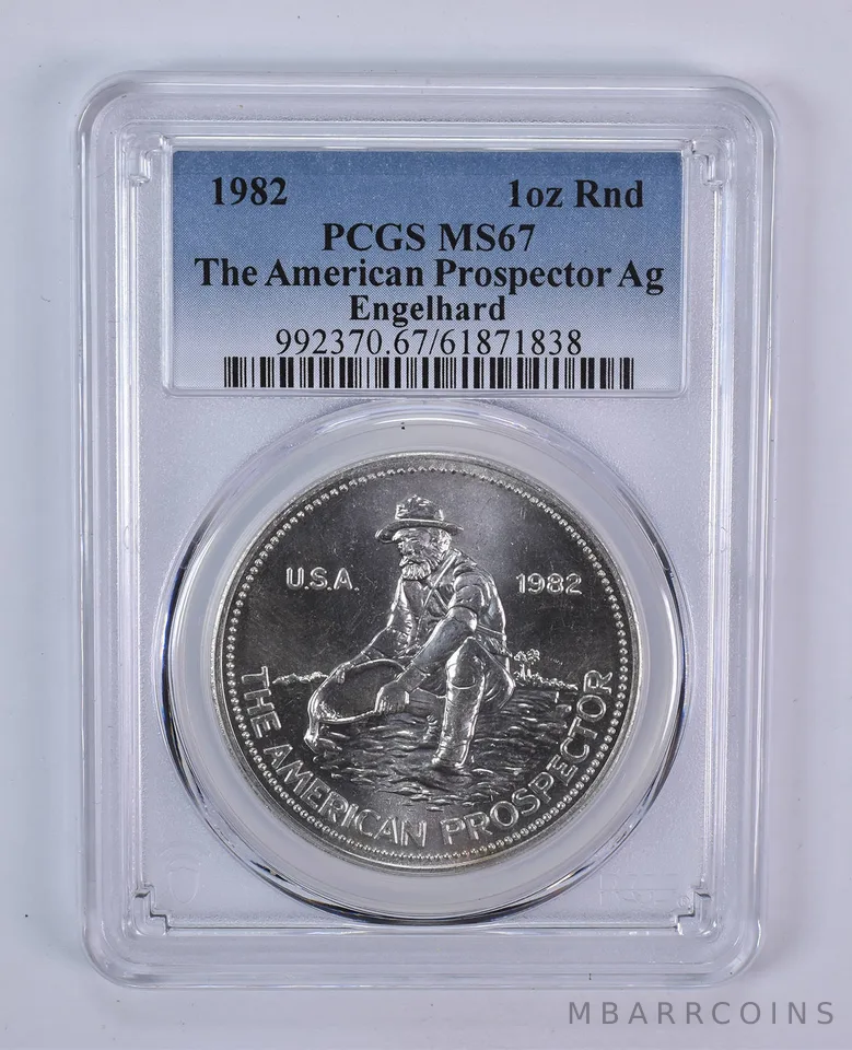 1982 Engelhard Prospector 1 Oz Silver Round MS67 PCGS