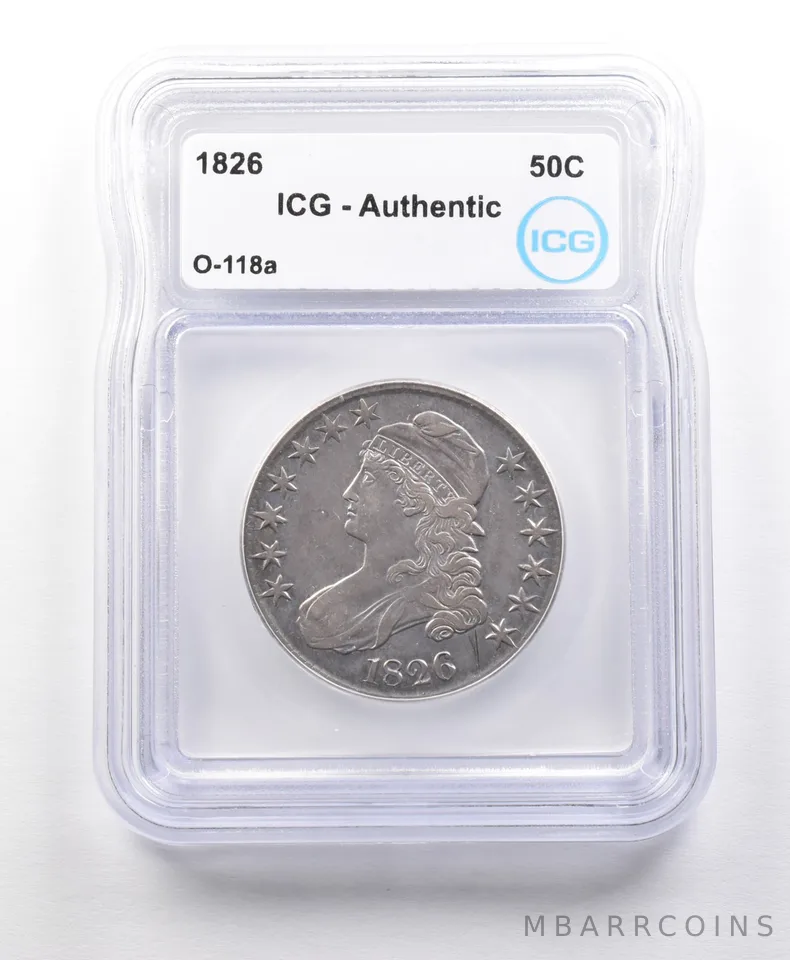 1826 Capped Bust Half Dollar O-118a Authentic ICG *5638