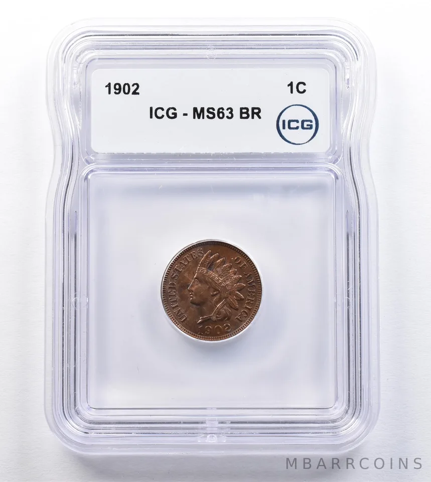 1902 Indian Head Cent MS63 BR BN ICG *2033