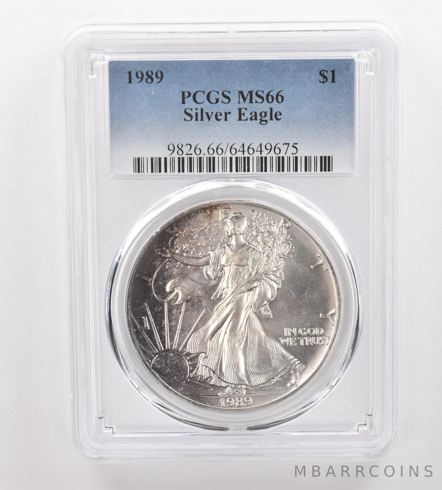 1989 American Silver Eagle MS66 PCGS Beautiful Tone *3348