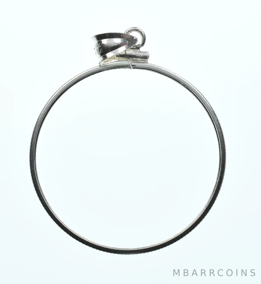 Sterling Silver 33 MM $1 Canadian Coin Bezel Pendant Frame Edge *2179